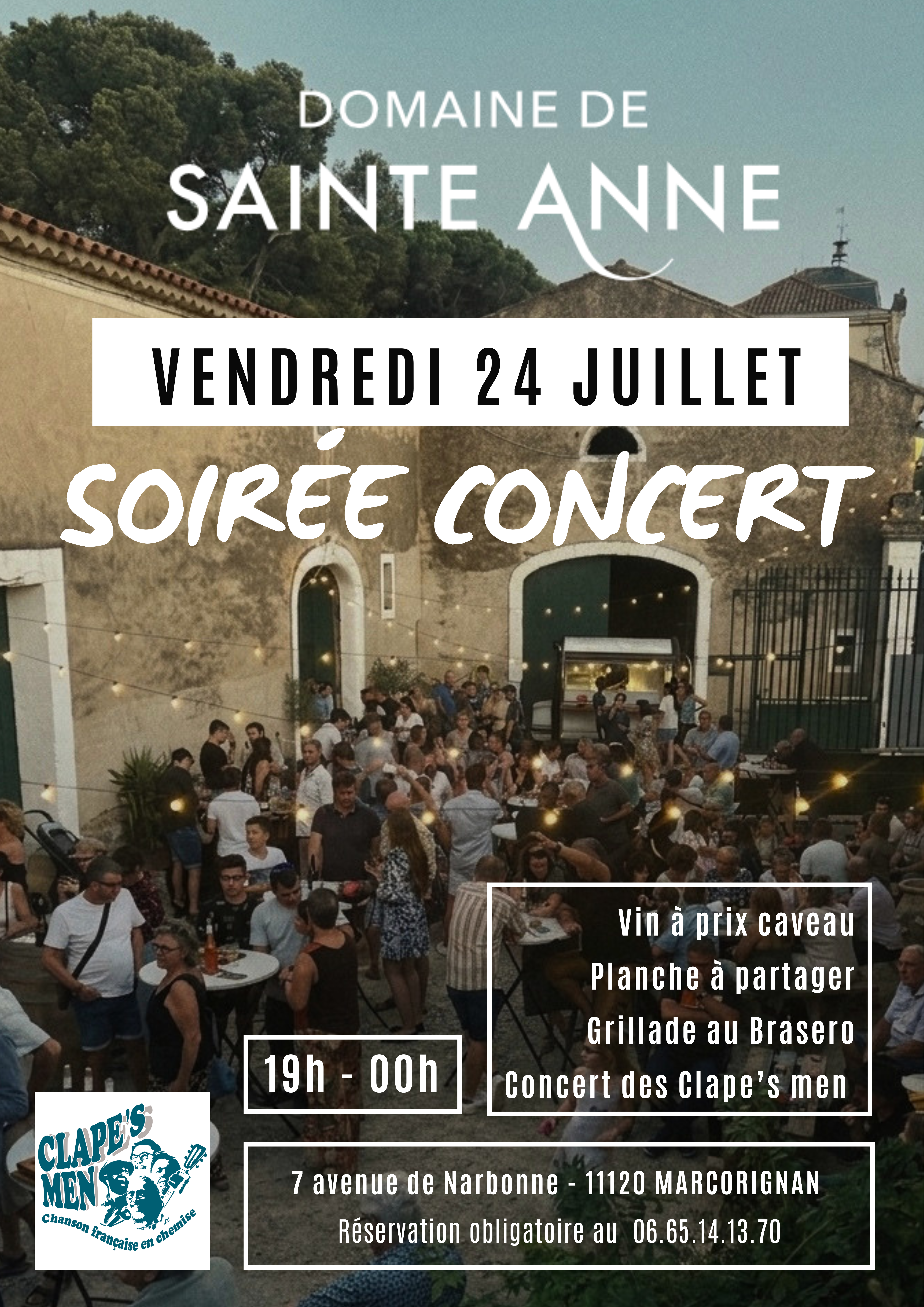 Soirée concert au Domaine de Sainte Anne le vendredi 24 juillet